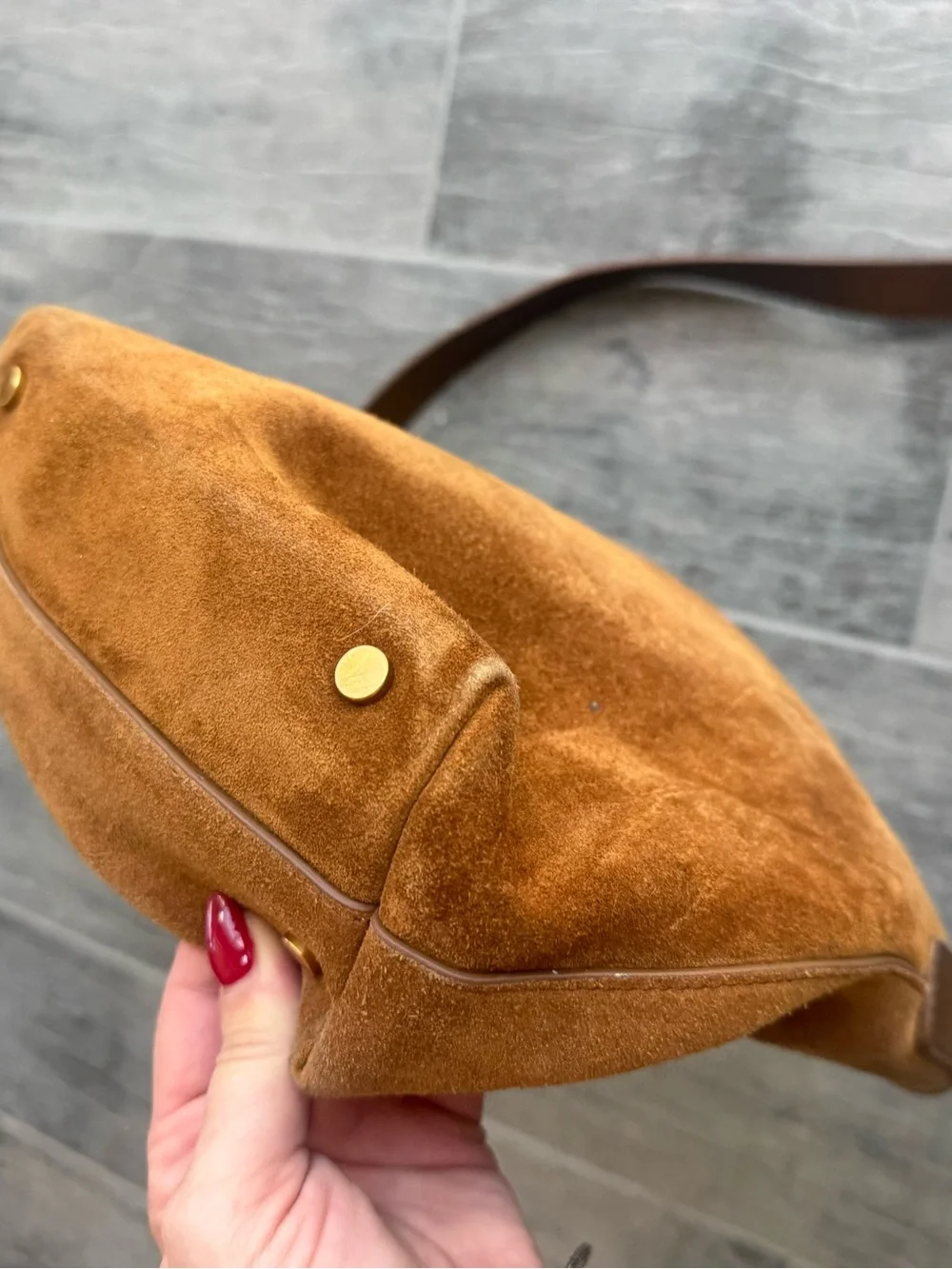 Quince Italian Suede Bucket Crossbody bag